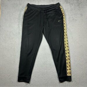 Black & gold Nike joggers Sweatpants drawstring Size Large Men’s Dri-fit 0406